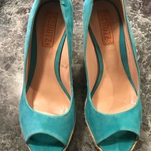 Schultz Turquoise suede Wedge Heels